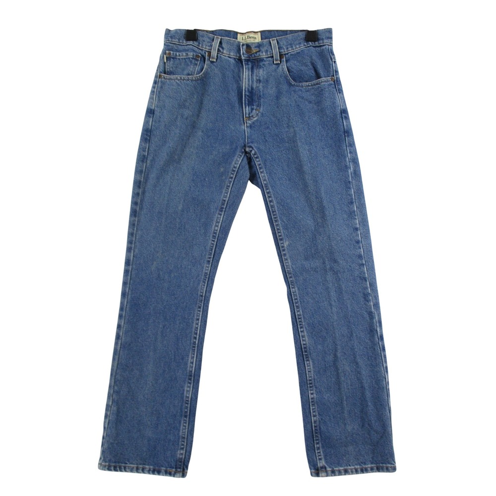LL Bean Standard Fit Mens Blue Denim‎ Straight Leg Jeans Medium Wash 29x28.5